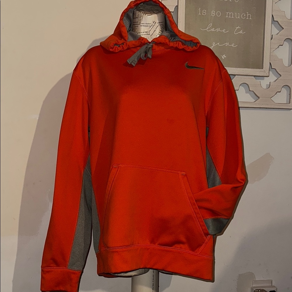Nike Men's Orange and Gray Hoodie
